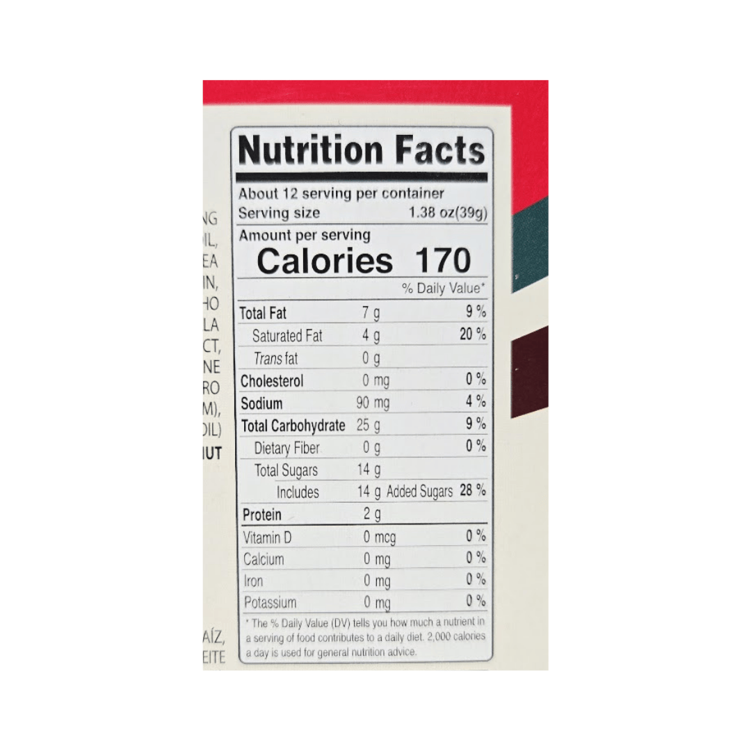 Nutrition facts for Choco Pie