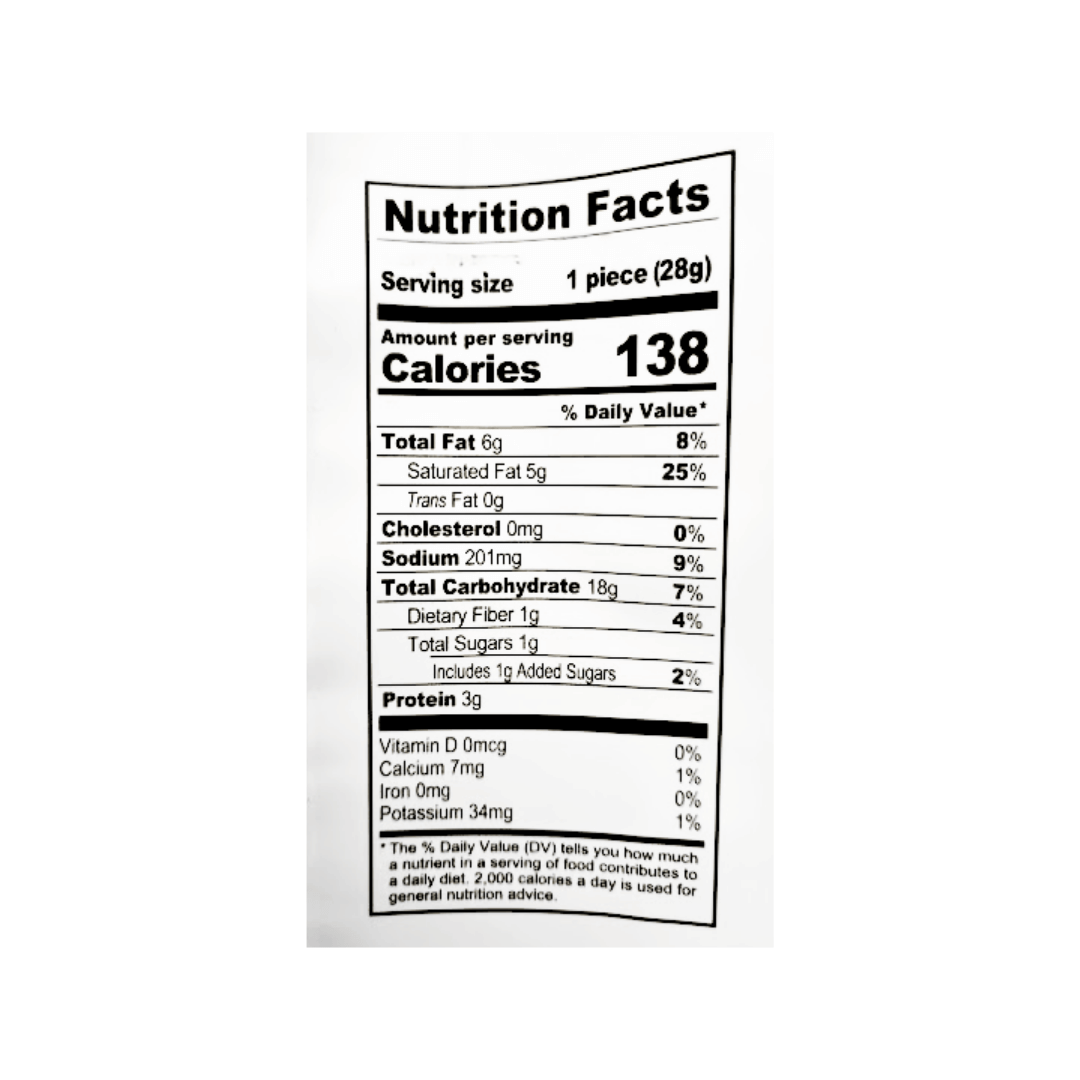 Nutrition facts label on a white background