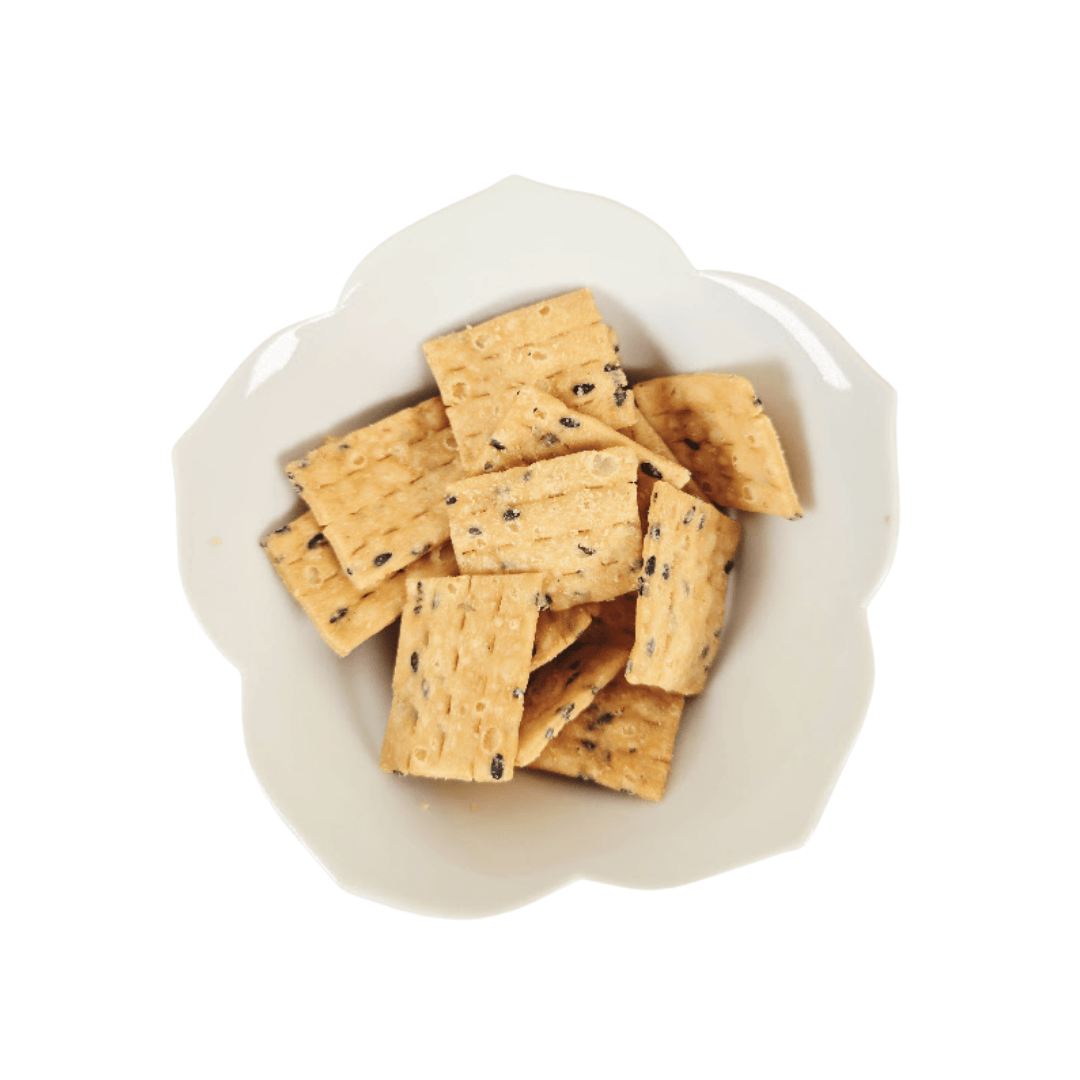 Sesame pan cake crackers in a bowl