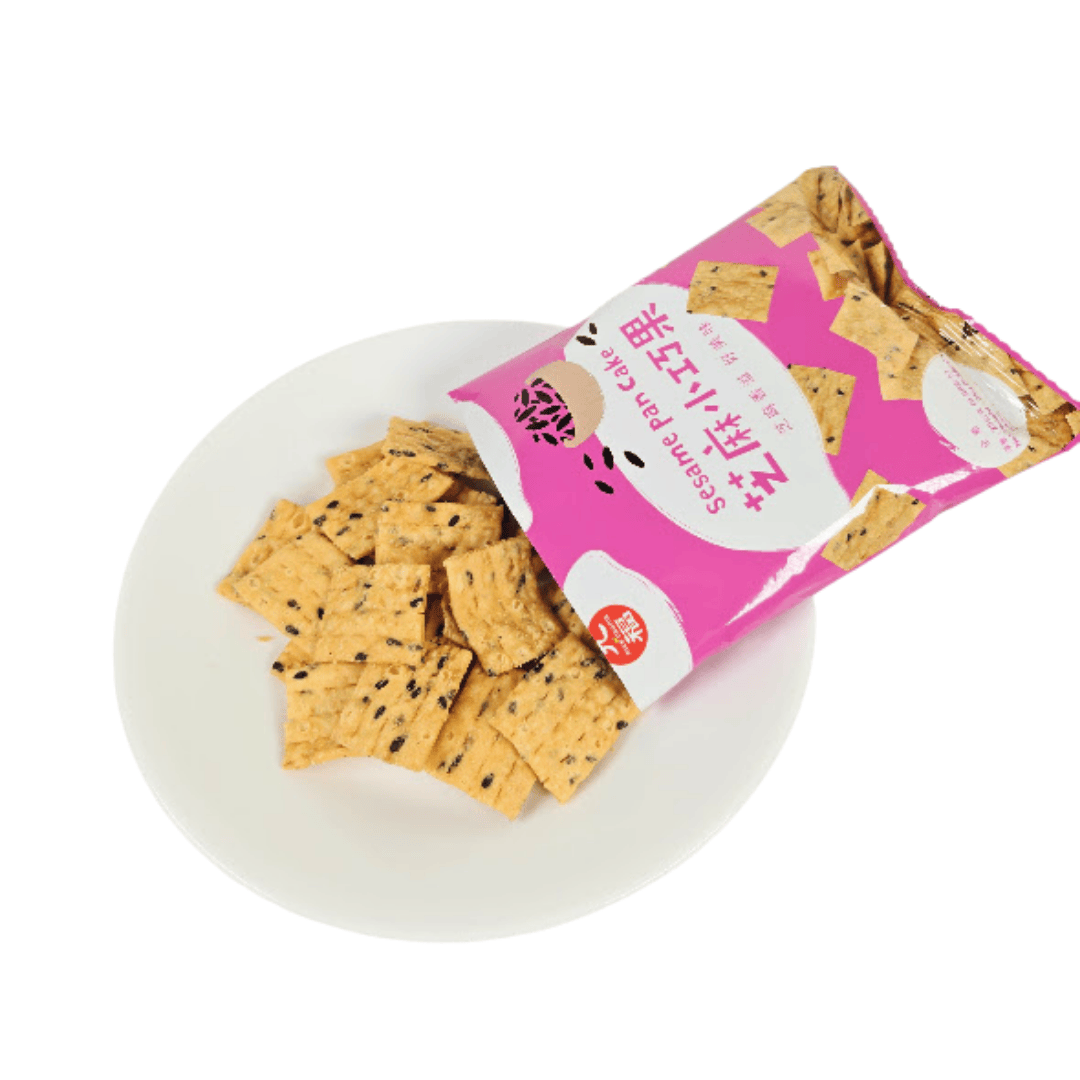 Sesame pan cake crackers on a plate