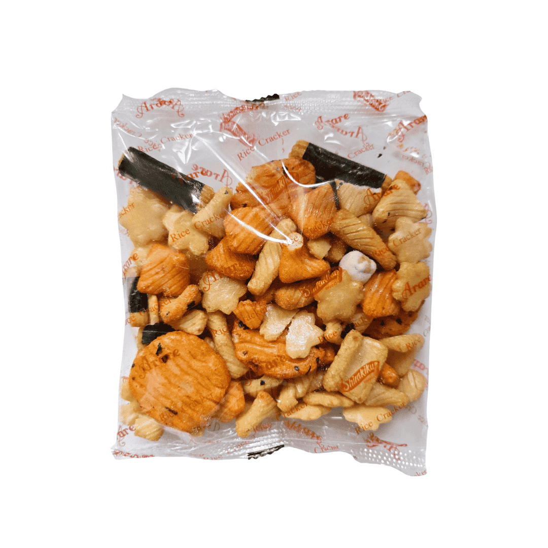 Shirakiku Rice Cracker in a plastic wrapper