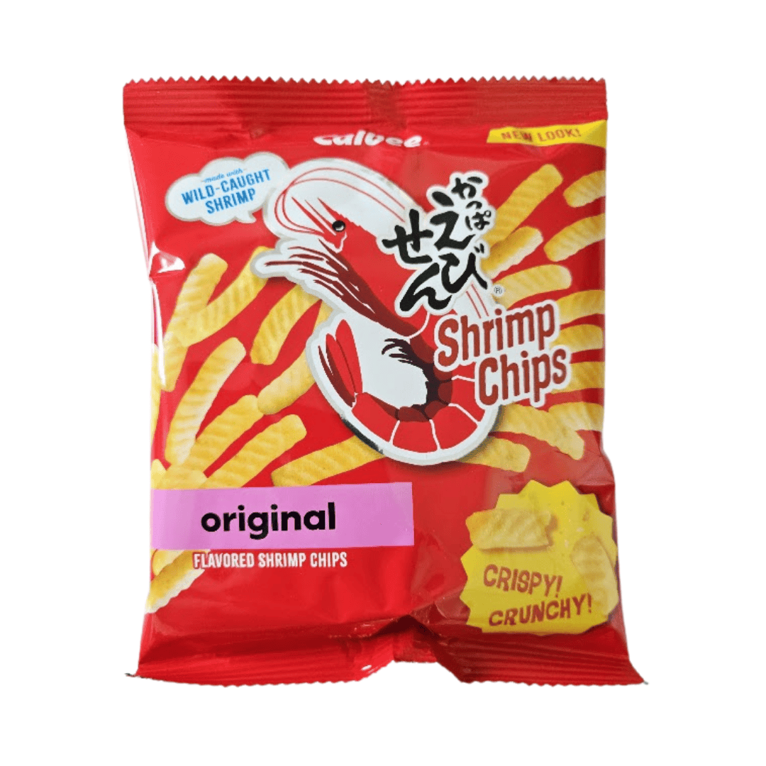 Red package of Shrimp Chips original flavor with shrimp illustration on a white background