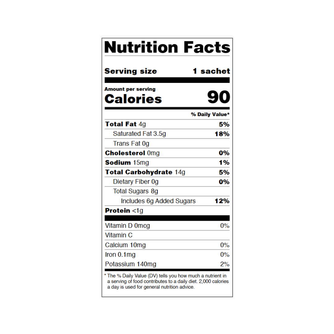 Thai tea mix nutrition label