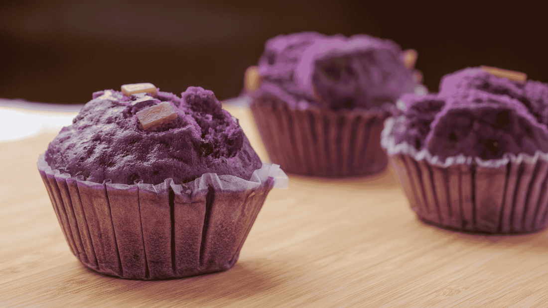 3 purple ube mini cakes