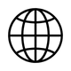 Circular globe icon in black 