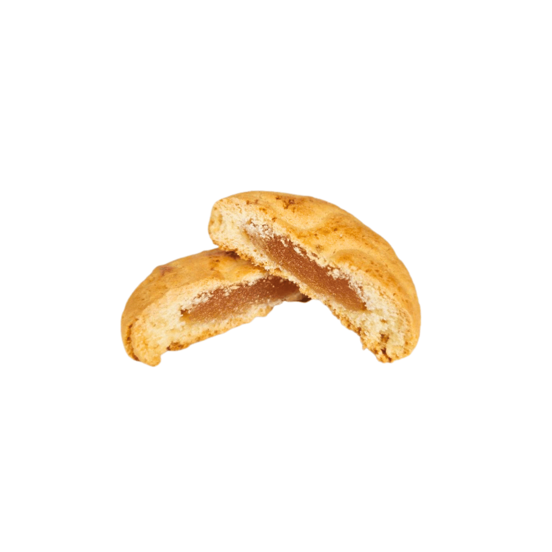 Inside an apple cookie cut in half