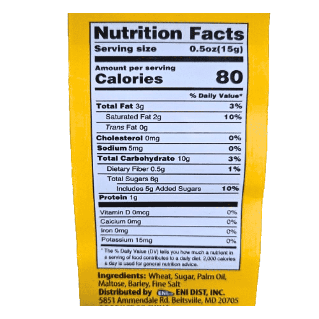 Nutrition Facts for Yorisa Round Barley Snack