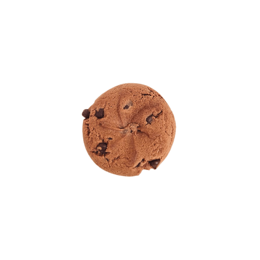 Round CW chewy Choco Chip Cookie on a white background