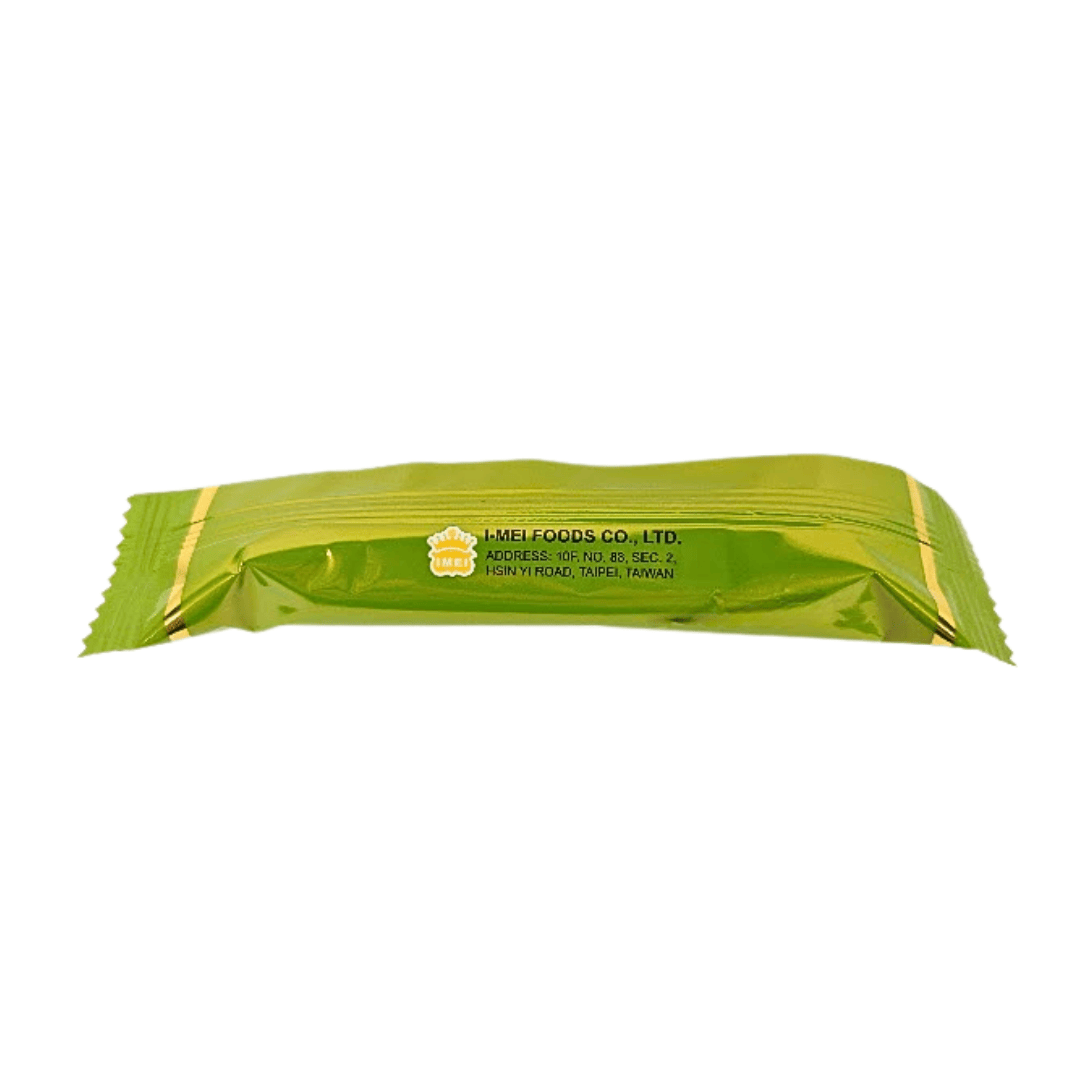 Back of Choco Roll Green Tea in lime green packaging