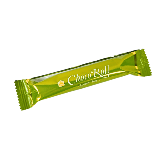 Front of Choco Roll Green Tea in lime green packaging