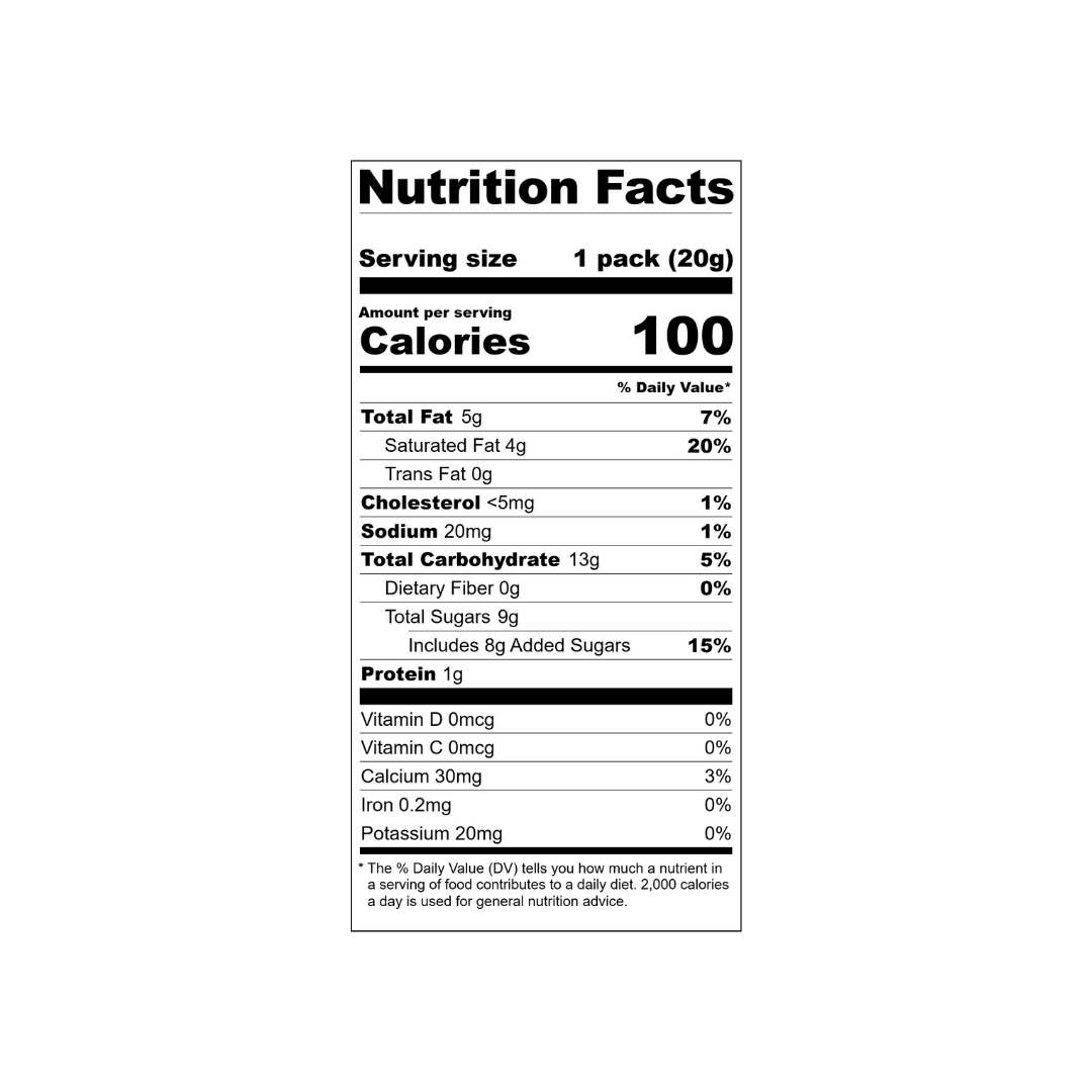 Choco Roll Green Tea nutrition facts in black text on a white background