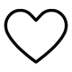 Black heart symbol on a white background