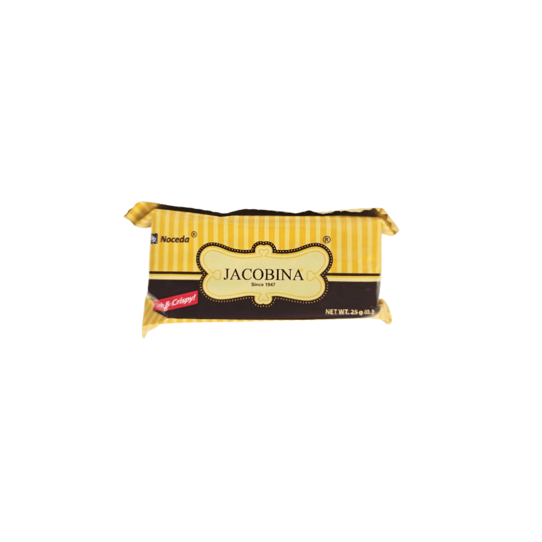 Jacobina square biscuits in yellow and brown packaging
