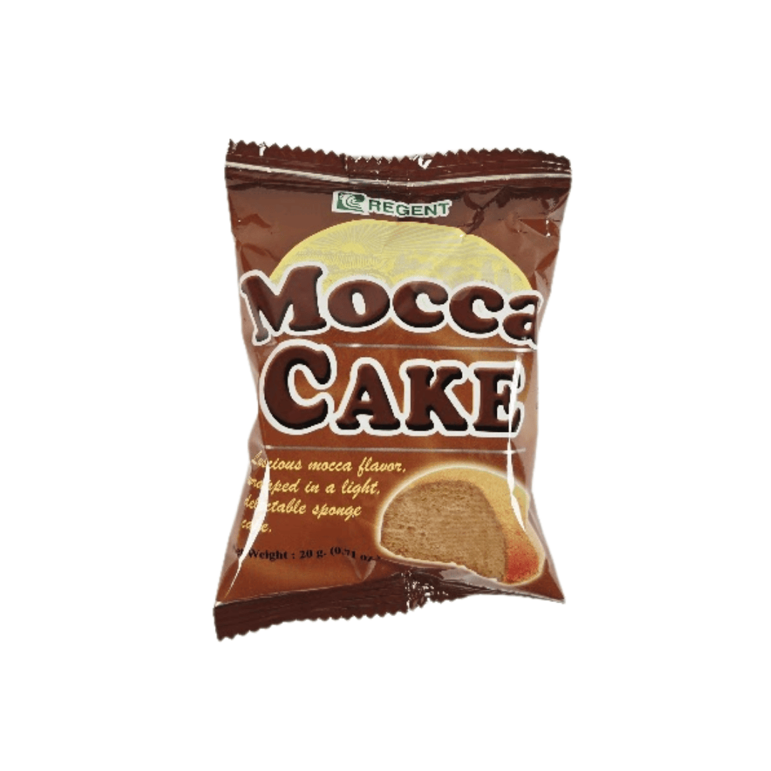 Packaged Mocca Cake with Regent branding on a white background