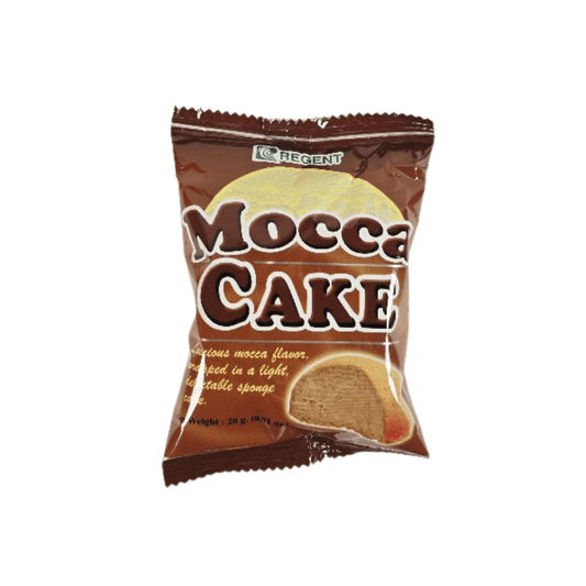 Packaged Mocca Cake with Regent branding on a white background