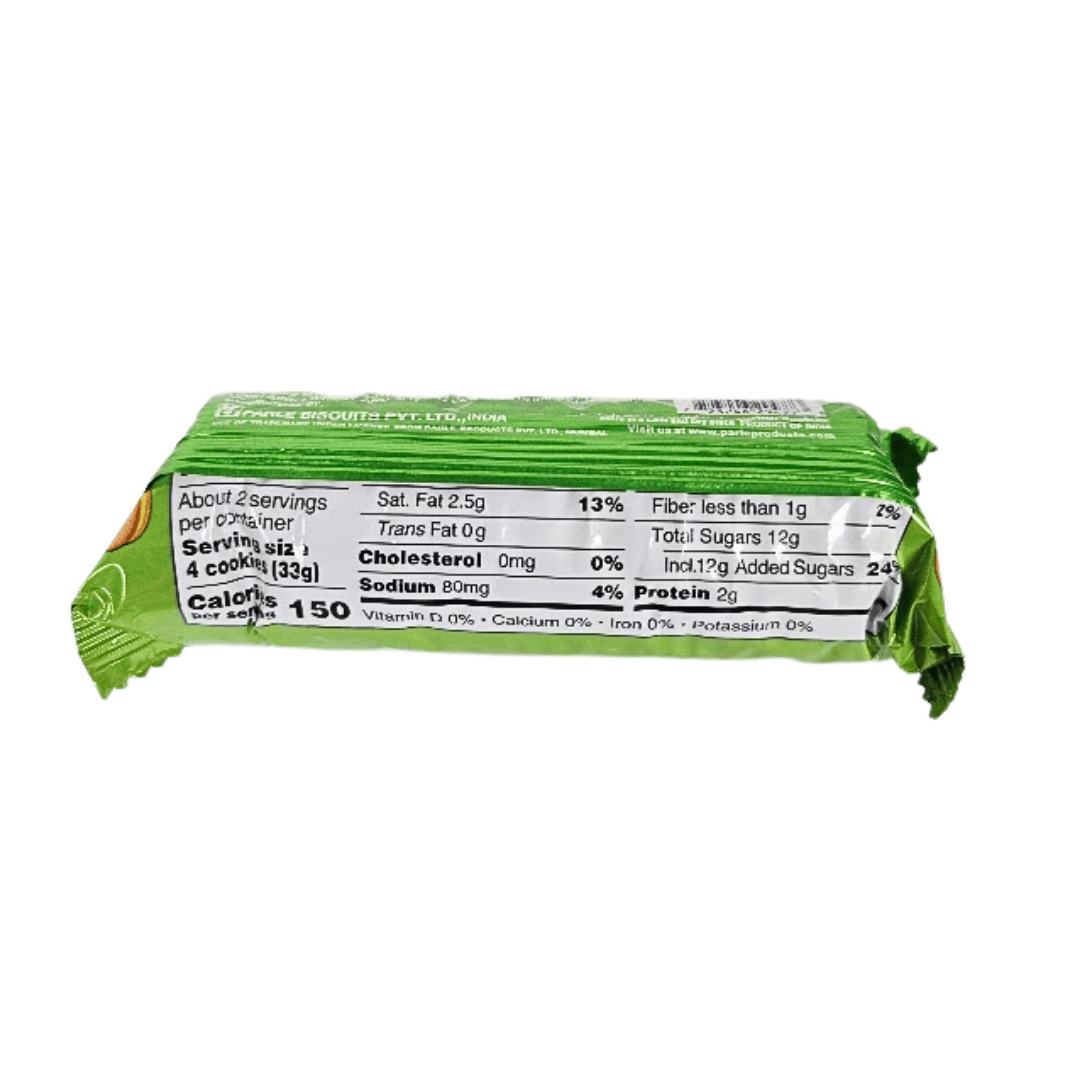 Parle Kream Gold Pineapple Cookies back of packaging with nutrition facts