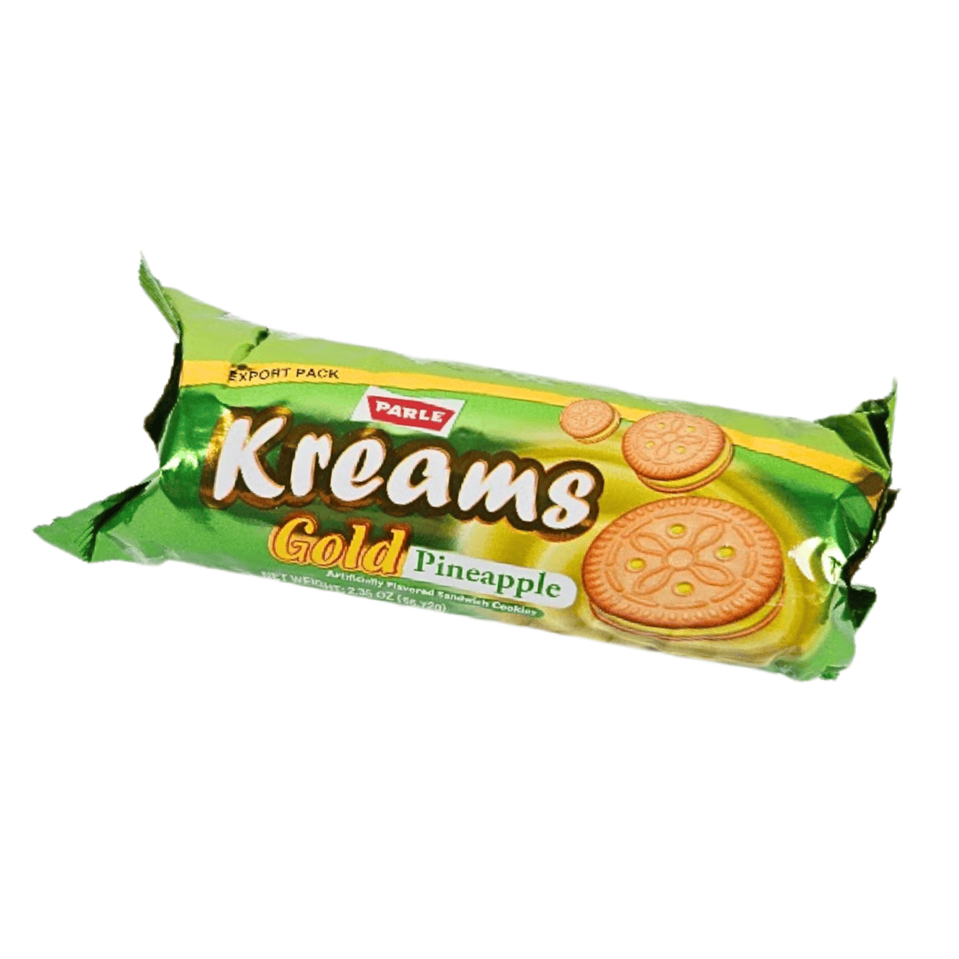 Pack of Kreams Gold Pineapple cookies on a white background