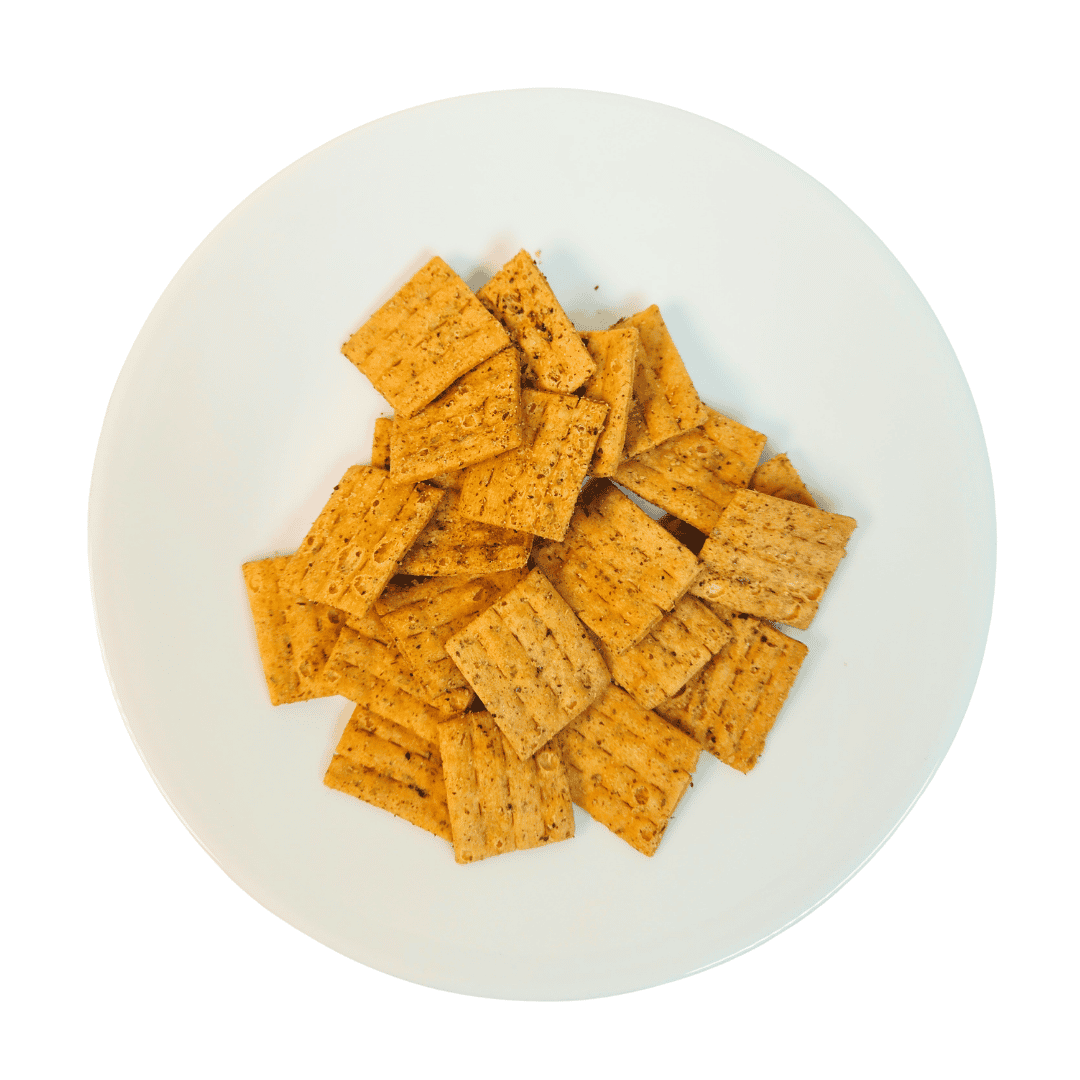 Seaweed crackers on a white plate