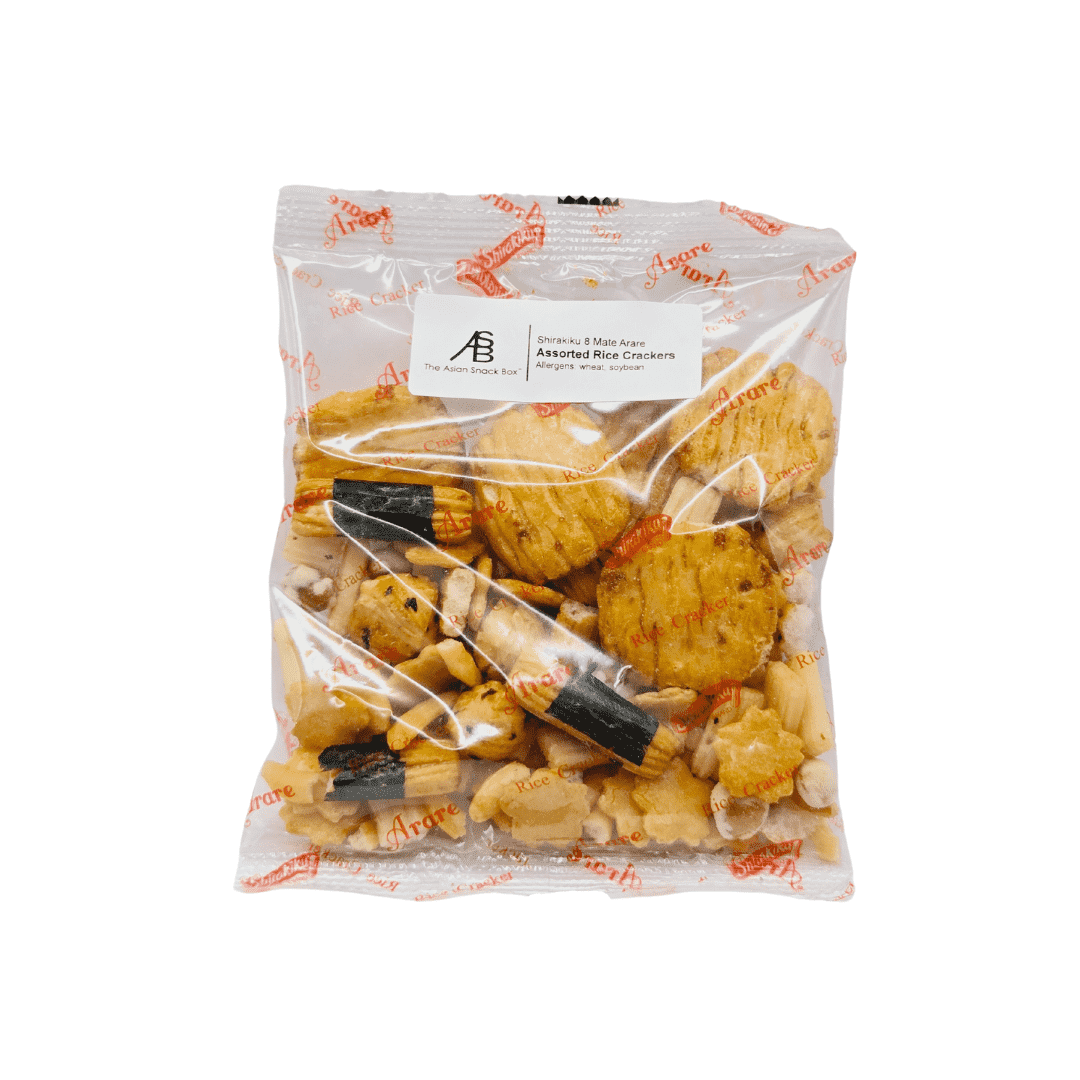 Shirakiku Rice Cracker in a plastic wrapper