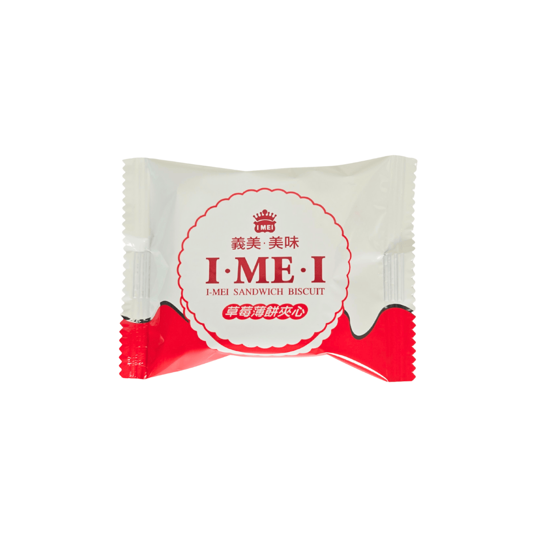 I Mei strawberry sandwich biscuit white and red package 