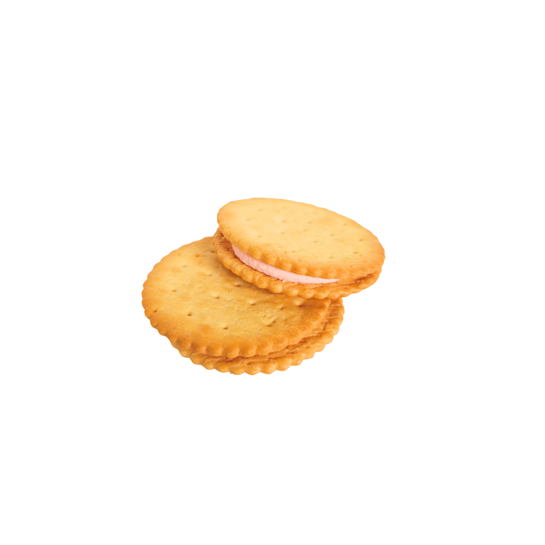 2 round strawberry sandwich biscuits